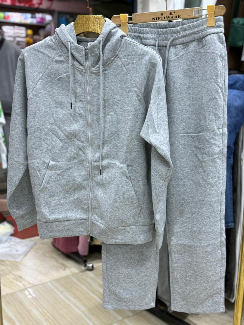 Ensemble à capuche zippée et pantalon large — Bleu Ciel