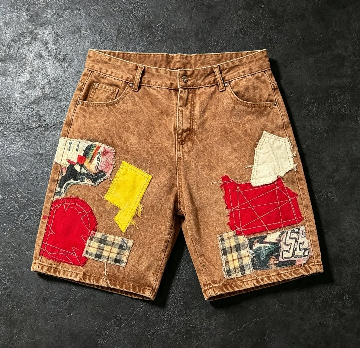 Short Patchwork Denim Street