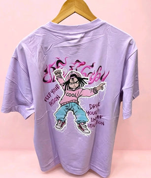 T-shirt Lilas Graphique Urbain