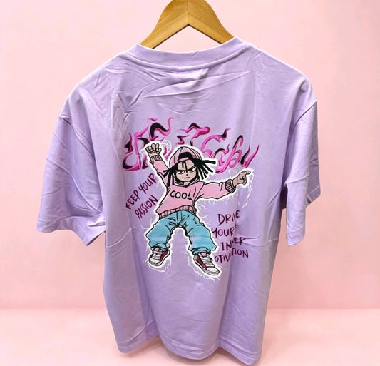 T-shirt Lilas Graphique Urbain