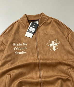 Blouson Daim Effet Vintage Croix