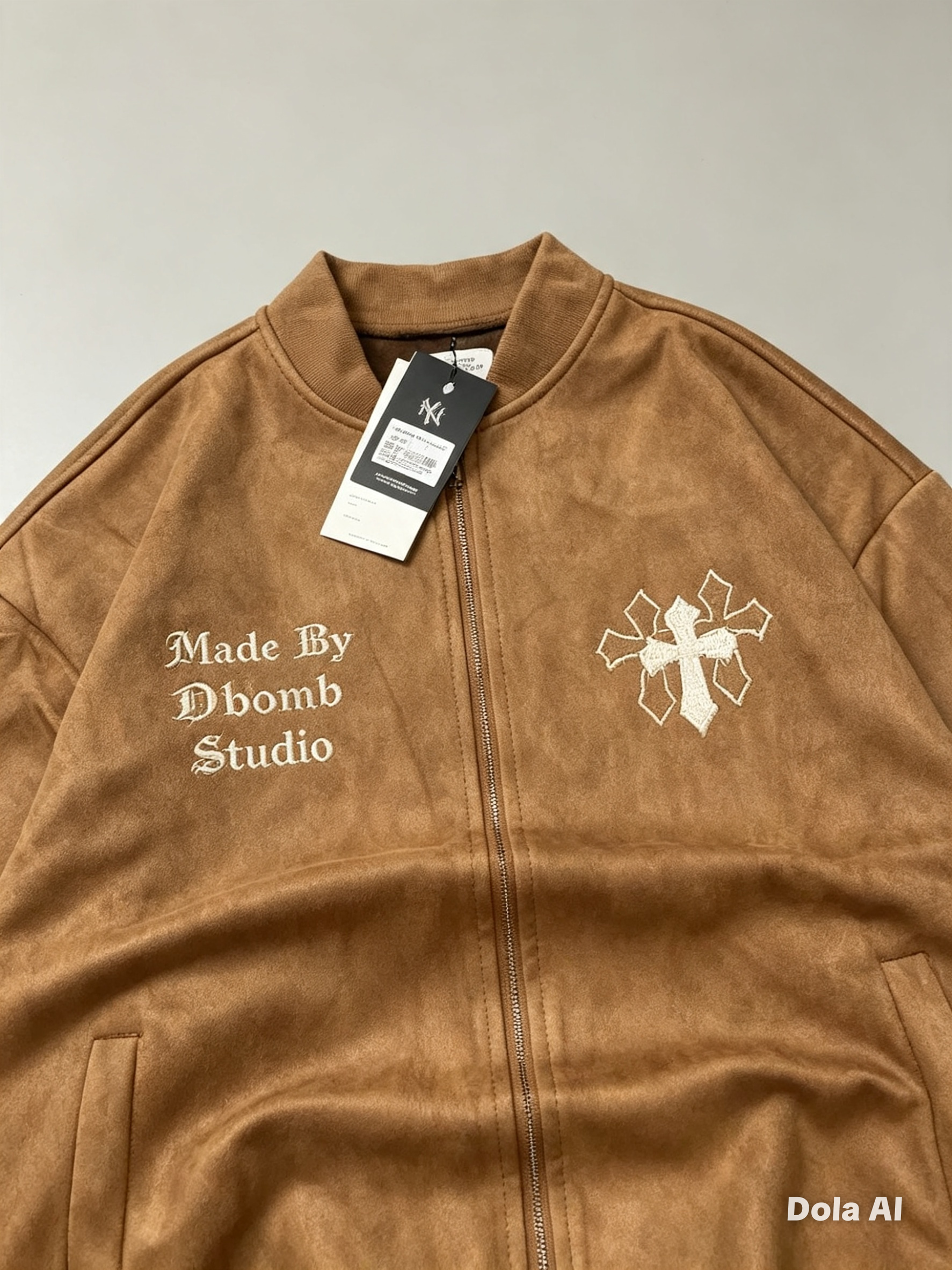 Blouson Daim Effet Vintage Croix