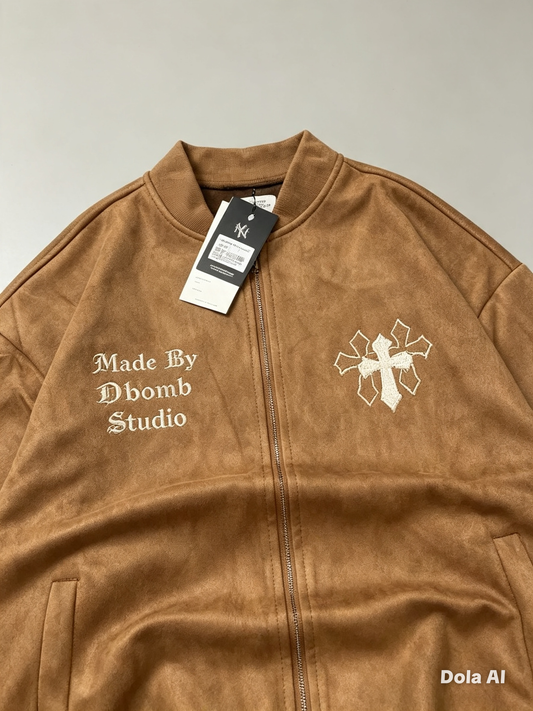 Blouson Daim Effet Vintage Croix