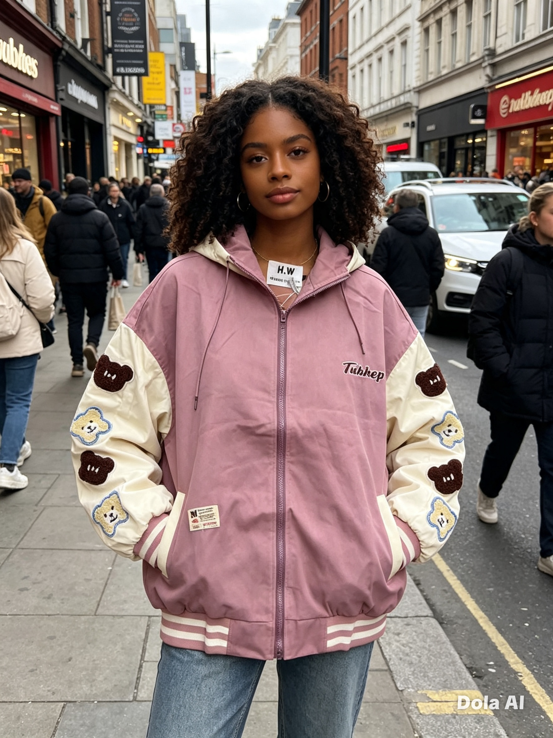 - Veste Teddy Ourson à Capuche – Rose Poudré