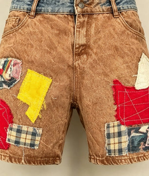 Short Patchwork Denim Street