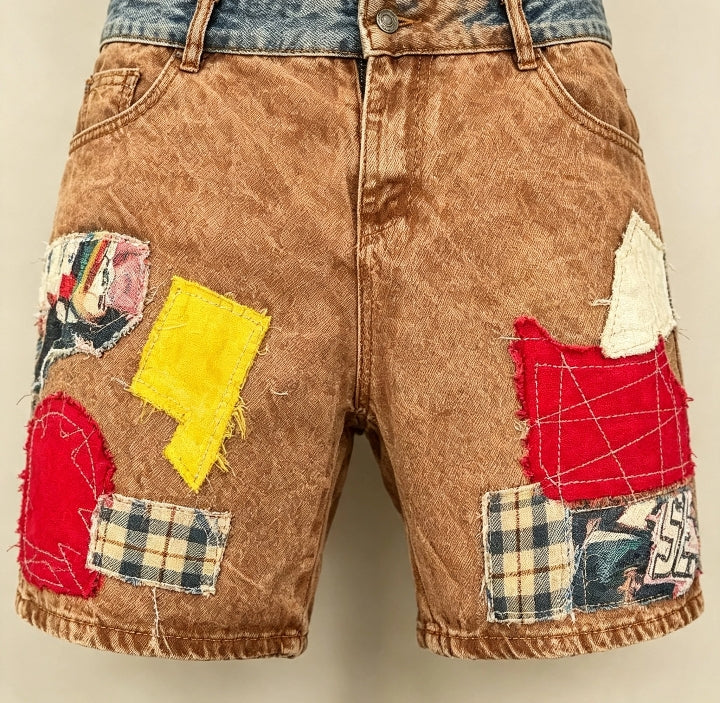 Short Patchwork Denim Street