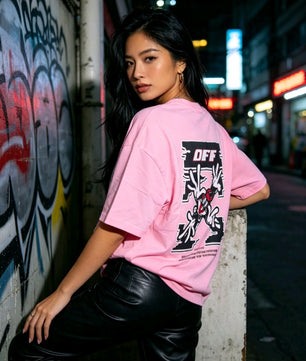 T-shirts rose et blanc.