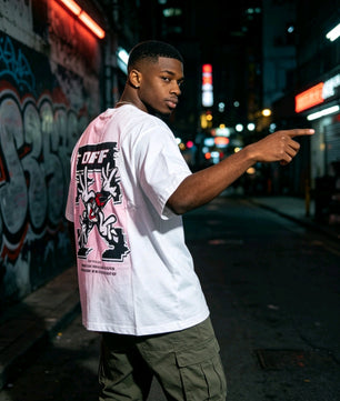 T-shirts rose et blanc.