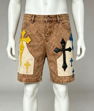 Short Patchwork Denim Street