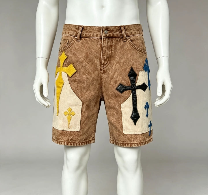 Short Patchwork Denim Street