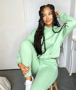 Ensemble Sweat Capuche Vert — Style Décontracté