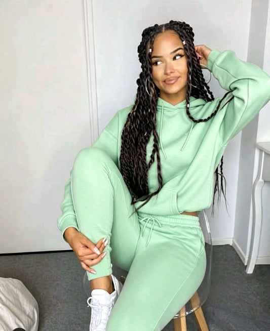 Ensemble Sweat Capuche Vert — Style Décontracté