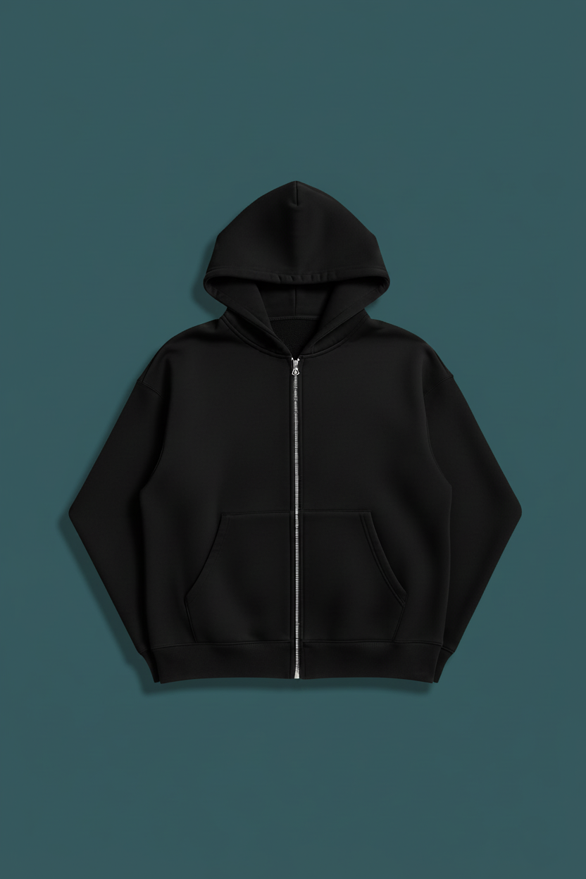 Pull noir à capuche