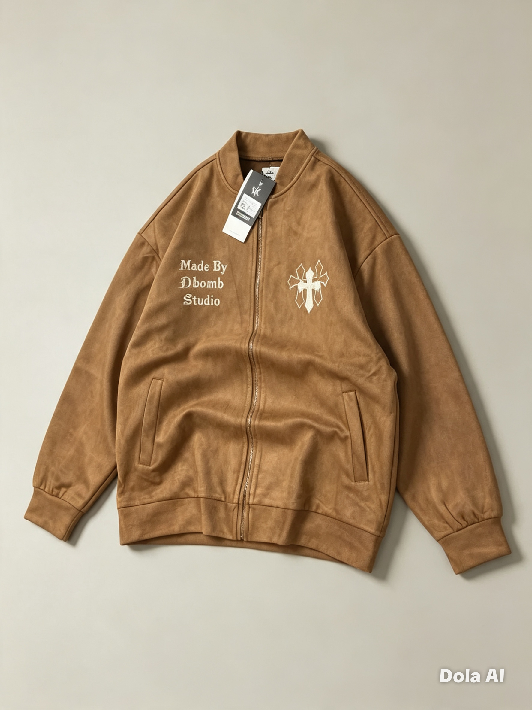 Blouson Daim Effet Vintage Croix