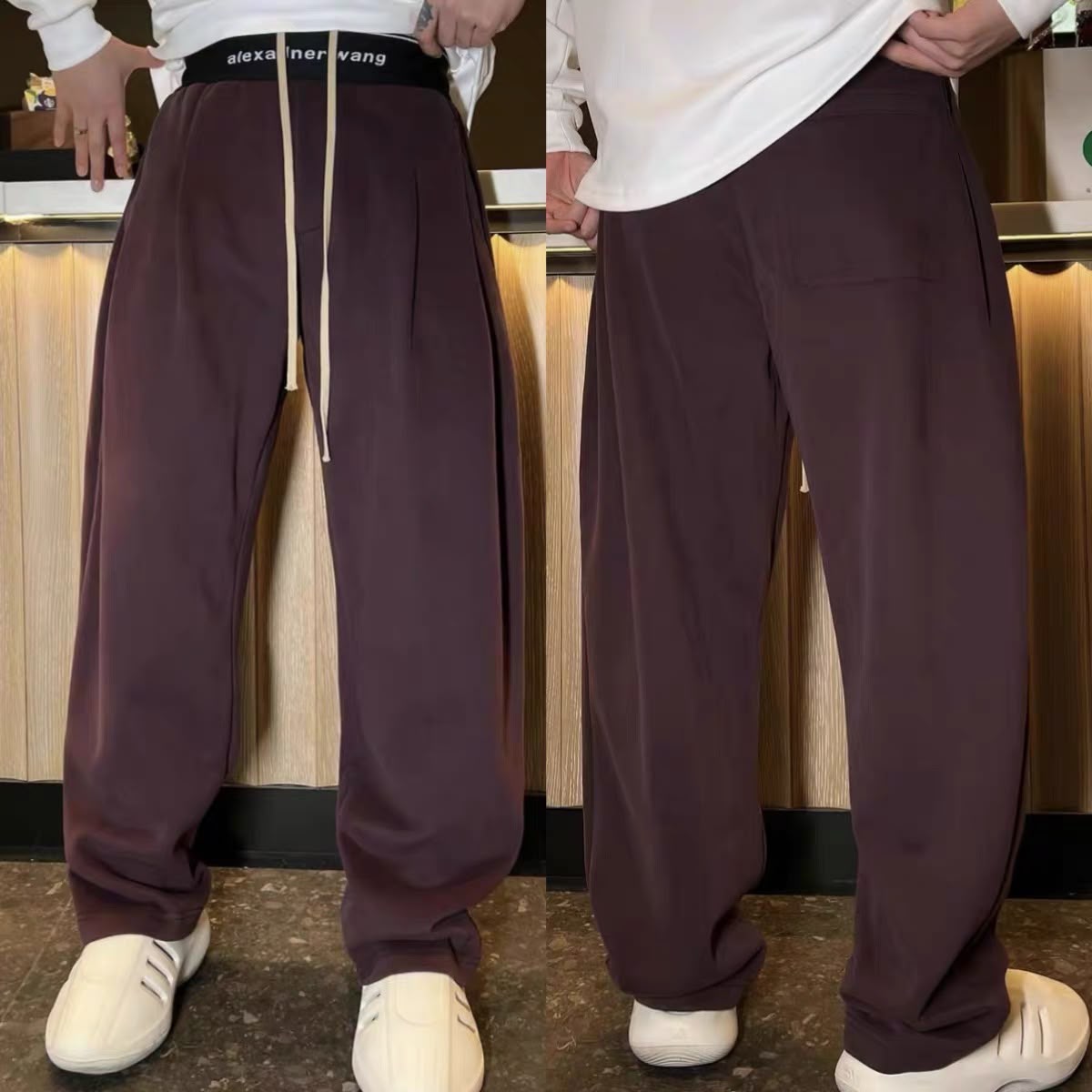 Pantalon ample brun foncé