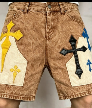 Short Patchwork Denim Street