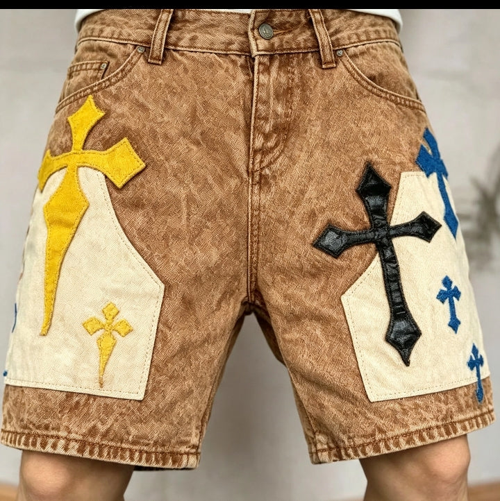 Short Patchwork Denim Street
