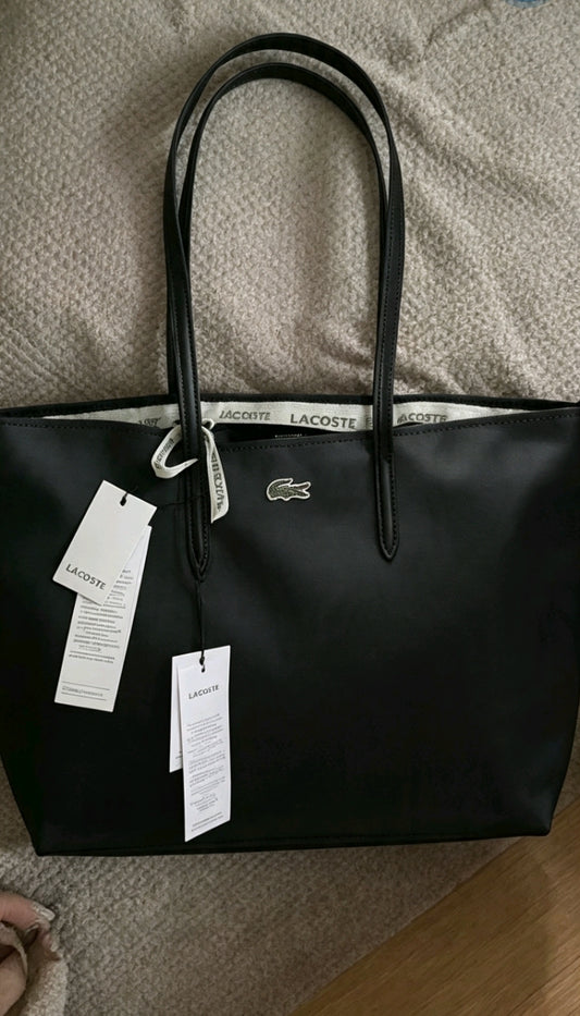 Sac Tote Lacoste Simili Cuir Noir