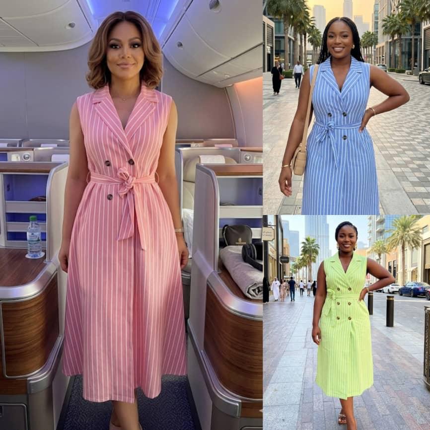 Robe Blazer Rayée Sans Manches