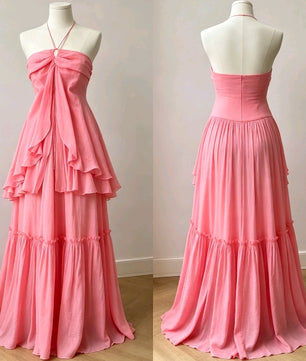 Robe Longue Rose Sangle
