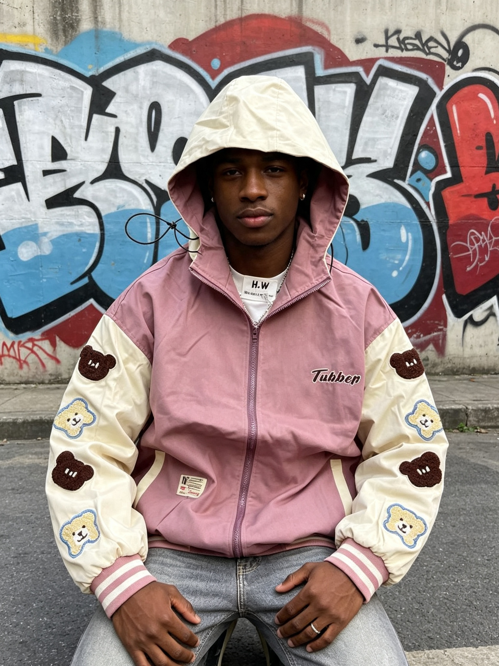 - Veste Teddy Ourson à Capuche – Rose Poudré