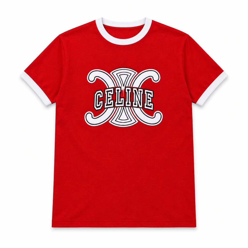T-shirt rouge sur fond blanc