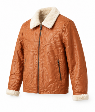 Veste caramel, vue de trois quarts simulée