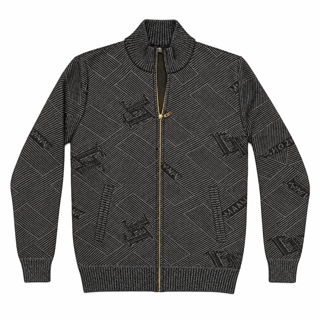 Veste zippée à motifs, présentation soignée
