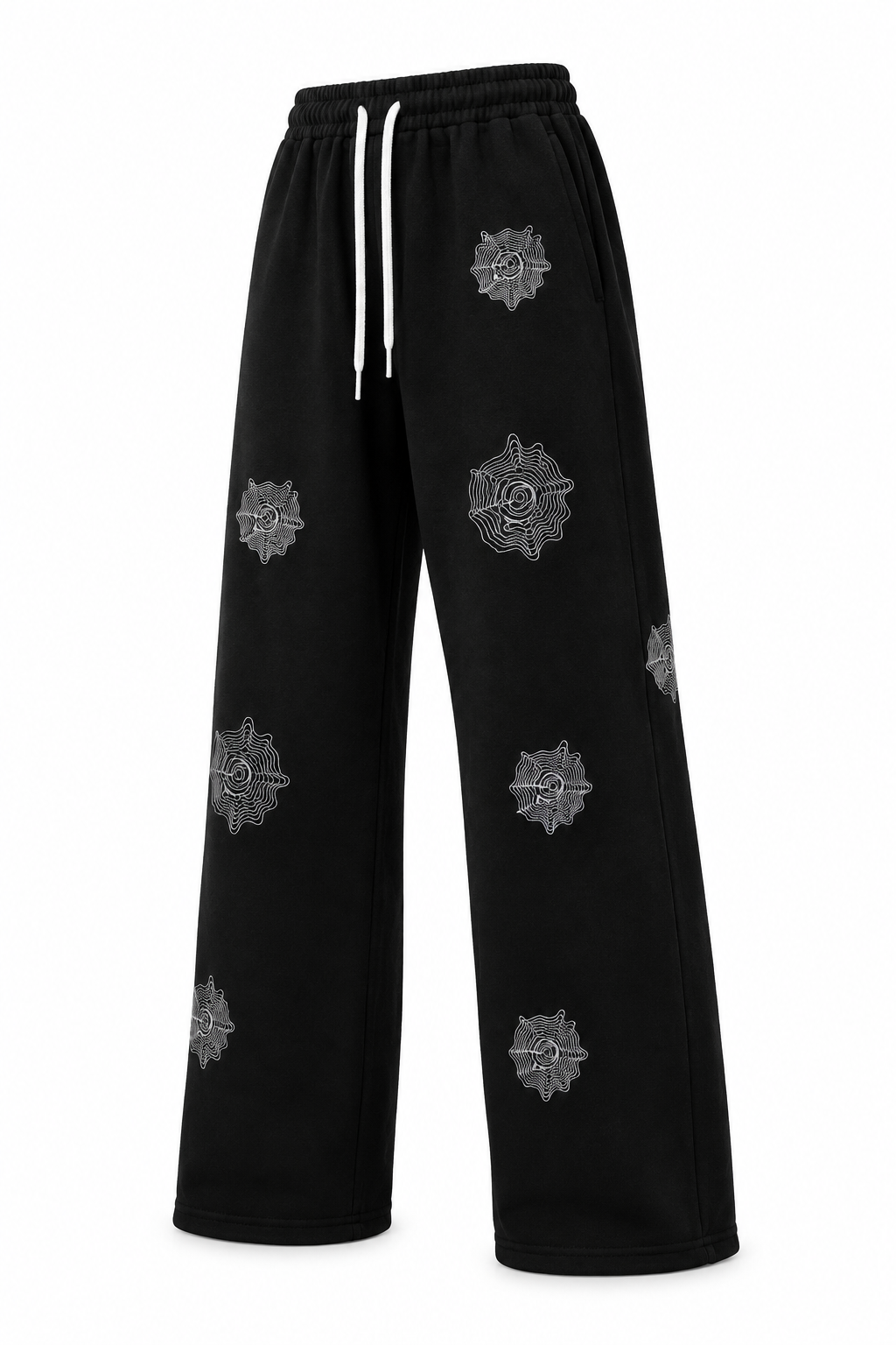 Vue trois-quarts du pantalon ample noir